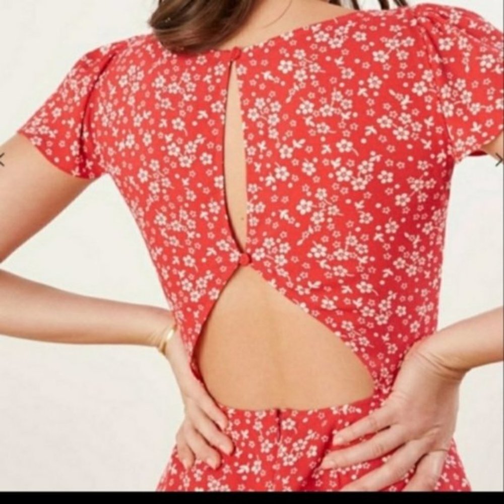 Reformation Red Floral Mini Dress - Picture 2 of 4